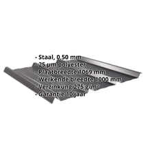 Damwandplaat 45/333 | Dak | Staal 0,50 mm | 25 µm Polyester | 9005 - Gitzwart #2