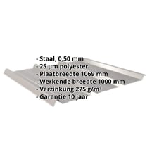 Damwandplaat 45/333 | Dak | Staal 0,50 mm | 25 µm Polyester | 9007 - Grijs aluminiumkleurig #2