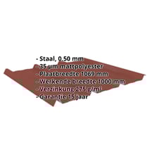 Damwandplaat 45/333 | Dak | Staal 0,50 mm | 35 µm Mattpolyester | 29 - Rood #2