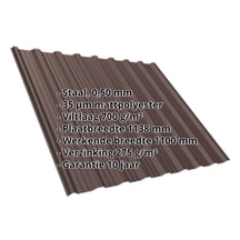 Damwandplaat T18DR | Dak | Anti-Drup 700 g/m² | Staal 0,50 mm | 35 µm Mattpolyester | 8017 - Chocoladebruin #2