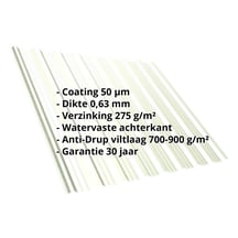 Damwandplaat T18DR | Dak | Anti-Drup 700 g/m² | Staal 0,63 mm | 50 µm PURLAK® | 9002 - Grijswit #2