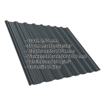 Damwandplaat T18DR | Dak | Staal 0,50 mm | 35 µm Mattpolyester | 7016 - Antracietgrijs #2
