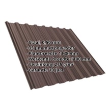 Damwandplaat T18DR | Dak | Staal 0,50 mm | 35 µm Mattpolyester | 8017 - Chocoladebruin #2