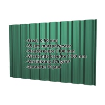 Damwandplaat T18DR | Gevel | Staal 0,50 mm | 35 µm Mattpolyester | 6005 - Mosgroen #2