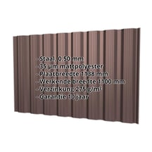 Damwandplaat T18DR | Gevel | Staal 0,50 mm | 35 µm Mattpolyester | 8017 - Chocoladebruin #2
