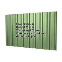 Damwandplaat T18DR | Gevel | Staal 0,75 mm | 25 µm Polyester | 6011 - Resedagroen #2