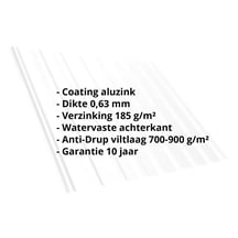 Damwandplaat T20M | Dak | Anti-Drup 700 g/m² | Staal 0,63 mm | Aluzink | Zilvergrijs #2