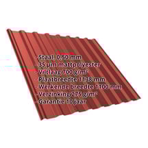 Damwandplaat T20M | Dak | Anti-Drup 700 g/m² | Staal 0,50 mm | 35 µm Mattpolyester | 028 - Kersrood #2