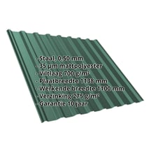 Damwandplaat T20M | Dak | Anti-Drup 700 g/m² | Staal 0,50 mm | 35 µm Mattpolyester | 6005 - Mosgroen #2