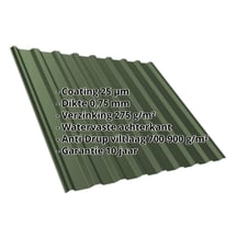 Damwandplaat T20M | Dak | Anti-Drup 700 g/m² | Staal 0,75 mm | 25 µm Polyester | 6020 - Chroomoxydegroen #2