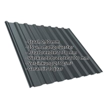 Damwandplaat T20M | Dak | Staal 0,50 mm | 35 µm Mattpolyester | 7016 - Antracietgrijs #2