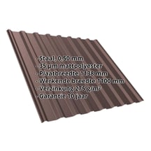Damwandplaat T20M | Dak | Staal 0,50 mm | 35 µm Mattpolyester | 8017 - Chocoladebruin #2