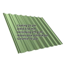 Damwandplaat T20M | Dak | Staal 0,50 mm | 25 µm Polyester | 6011 - Resedagroen #2