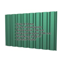 Damwandplaat T20M | Gevel | Staal 0,50 mm | 35 µm Mattpolyester | 6005 - Mosgroen #2