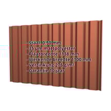 Damwandplaat T20M | Gevel | Staal 0,50 mm | 35 µm Mattpolyester | 750 - Tegelrood #2