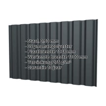 Damwandplaat T20M | Gevel | Staal 0,50 mm | 35 µm Mattpolyester | 7016 - Antracietgrijs #2
