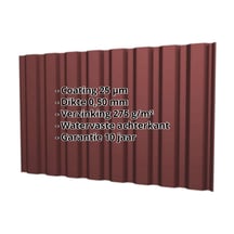 Damwandplaat T20M | Gevel | Staal 0,50 mm | 25 µm Polyester | 8012 - Roodbruin #2