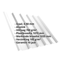 Damwandplaat T35/207M | Dak | Anti-Drup 700 g/m² | Staal 0,50 mm | Aluzink | Zilvergrijs #2