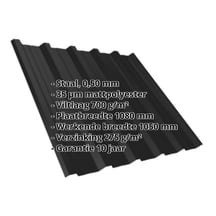 Damwandplaat T35DR | Dak | Anti-Drup 700 g/m² | Staal 0,50 mm | 35 µm Mattpolyester | 033 - Zwart #2