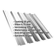 Damwandplaat T35DR | Dak | Anti-Drup 700 g/m² | Staal 0,75 mm | 25 µm Polyester | 9006 - Zilver-Metallic #2