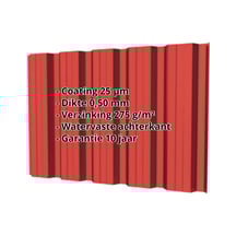 Damwandplaat T35DR | Gevel | Staal 0,50 mm | 25 µm Polyester | 3016 - Koraalrood #2