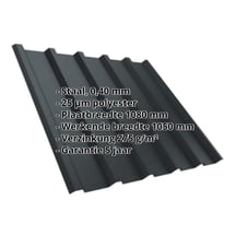 Damwandplaat T35M | Dak Staal 0,40 mm | 25 µm Polyester | 7016 - Antracietgrijs Damwandplaat T35M | Dak | Staal 0,40 mm | 25 µm Polyester | 7016 - Antracietgrijs #2