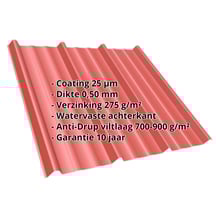 Damwandplaat T45/333M | Dak | Anti-Drup 700 g/m² | Staal 0,50 mm | 25 µm Polyester | 3016 - Koraalrood #2