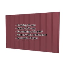 Damwandplaat T7M | Gevel | Staal 0,50 mm | 25 µm Polyester | 3005 - Wijnrood #2