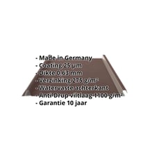 Felsplaat 33/500-LE | Dak | Anti-Drup 1000 g/m² | Staal 0,63 mm | 25 µm Polyester | 8017 - Chocoladebruin #2