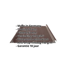 Felsplaat 33/500-LR | Dak | Anti-Drup 700 g/m² | Staal 0,63 mm | 25 µm Polyester | 8017 - Chocoladebruin #2