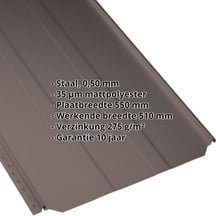 Felsplaat PD-510-S | Damwand Staal 0,50 mm | 35 µm mattpolyester | 8017 - Chocoladebruin Felsplaat PD-510-S | Damwand | Staal 0,50 mm | 35 µm mattpolyester | 8017 - Chocoladebruin #2