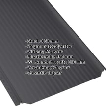 Felsplaat PD-510-S | Mikro | Anti-Drup 700 g/m² | Staal 0,50 mm | 35 µm mattpolyester | 9005 - Gitzwart #2