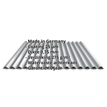 Golfplaat 18/1064 | Dak | Actieplaat | Staal 0,75 mm | 25 µm Polyester | 9006 - Zilver-Metallic #2