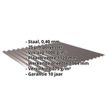 Golfplaat 18/1064 | Dak | Anti-Drup 1000 g/m² | Restpartij | Staal 0,40 mm | 25 µm Polyester | 8014 - Sepiabruin #2