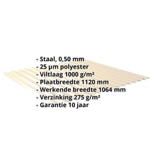 Golfplaat 18/1064 | Dak | Anti-Drup 1000 g/m² | Staal 0,50 mm | 25 µm Polyester | 1015 - Licht ivoorkleurig #2