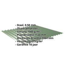 Golfplaat 18/1064 | Dak | Anti-Drup 1000 g/m² | Staal 0,50 mm | 25 µm Polyester | 6002 - Loofgroen #2