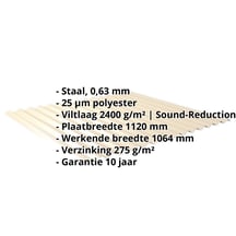 Golfplaat 18/1064 | Dak | Anti-Drup 1000 g/m² | Staal 0,63 mm | 25 µm Polyester | 1015 - Licht ivoorkleuri #2