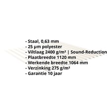 Golfplaat 18/1064 | Dak | Anti-Drup 1000 g/m² | Staal 0,63 mm | 25 µm Polyester | 9010 - Zuiverwit #2