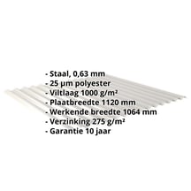 Golfplaat 18/1064 | Dak | Anti-Drup 1000 g/m² | Staal 0,63 mm | 25 µm Polyester | 9006 - Zilver-Metallic #2