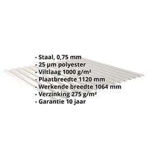 Golfplaat 18/1064 | Dak | Anti-Drup 1000 g/m² | Staal 0,75 mm | 25 µm Polyester | 9006 - Zilver-Metallic #2