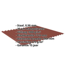 Golfplaat 18/1064 | Dak | Anti-Drup 1000 g/m² | Staal 0,50 mm | 35 µm Mattpolyester | 29 - Rood #2