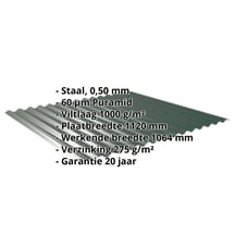 Golfplaat 18/1064 | Dak | Anti-Drup 1000 g/m² | Staal 0,50 mm | 60 µm Puramid | 6005 - Mosgroen #2