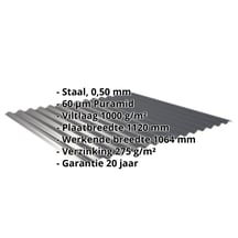 Golfplaat 18/1064 | Dak | Anti-Drup 1000 g/m² | Staal 0,50 mm | 60 µm Puramid | 7016 - Antracietgrijs #2