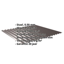 Golfplaat 18/1064 | Dak | Anti-Drup 1000 g/m² | Staal 0,50 mm | 60 µm Puramid | 8017 - Chocoladebruin #2