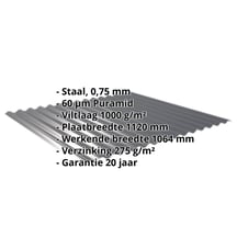 Golfplaat 18/1064 | Dak | Anti-Drup 1000 g/m² | Staal 0,75 mm | 60 µm Puramid | 7016 - Antracietgrijs #2