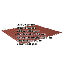 Golfplaat 18/1064 | Dak | Anti-Drup 1000 g/m² | Staal 0,50 mm | 80 µm Shimoco | 3009 - Oxyderood #2