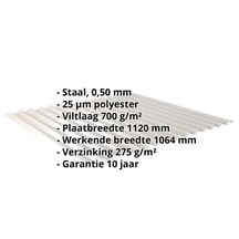 Golfplaat 18/1064 | Dak | Anti-Drup 700 g/m² | Staal 0,50 mm | 25 µm Polyester | 7035 - Lichtgrijs #2