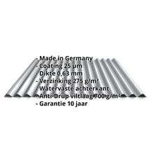 Golfplaat 18/1064 | Dak | Anti-Drup 700 g/m² | Staal 0,63 mm | 25 µm Polyester | 9006 - Zilver-Metallic #2