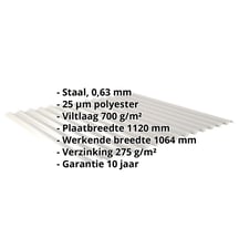 Golfplaat 18/1064 | Dak | Anti-Drup 700 g/m² | Staal 0,63 mm | 25 µm Polyester | 9006 - Zilver-Metallic #2