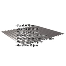 Golfplaat 18/1064 | Dak | Anti-Drup 700 g/m² | Staal 0,75 mm | 25 µm Polyester | 8017 - Chocoladebruin #2